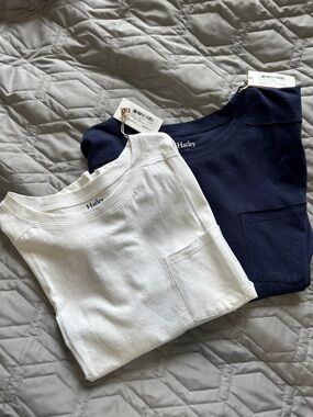 Sz L⭐️ NWT 2 Hatley Short Sleeve Pocket Tees. Cotton Linen Blend